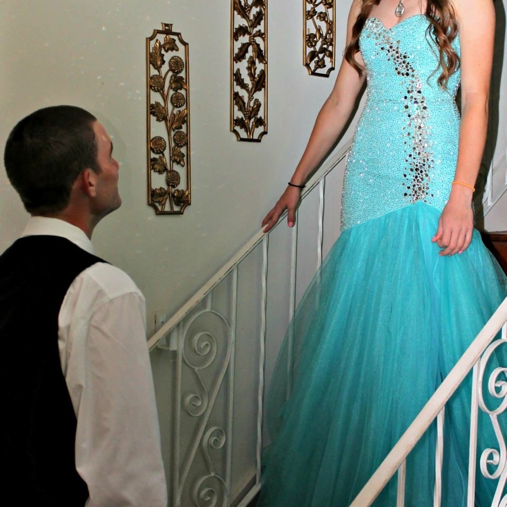 Turquoise Sweetheart Sherri Hill Mermaid Dress